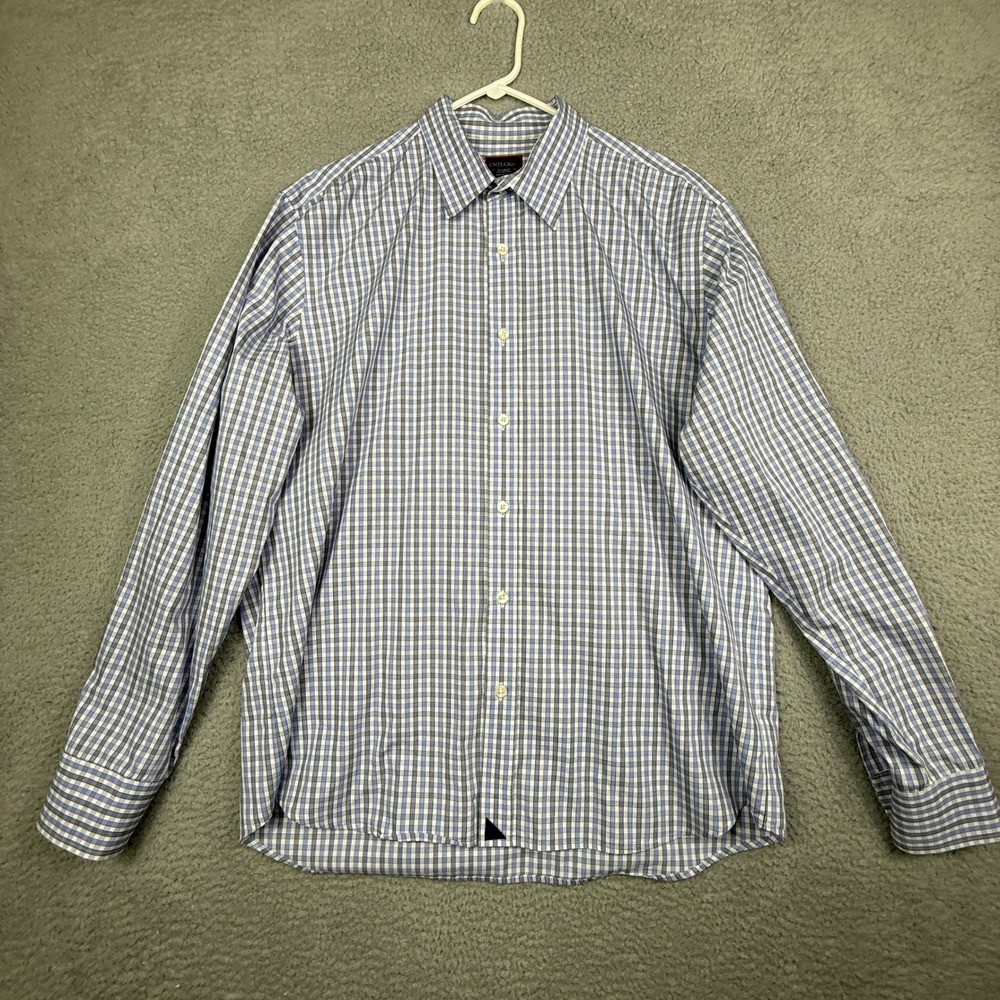 UNTUCKit Mens X Large Plaid Button Down‎ Long Sleeve Shirt Blue White